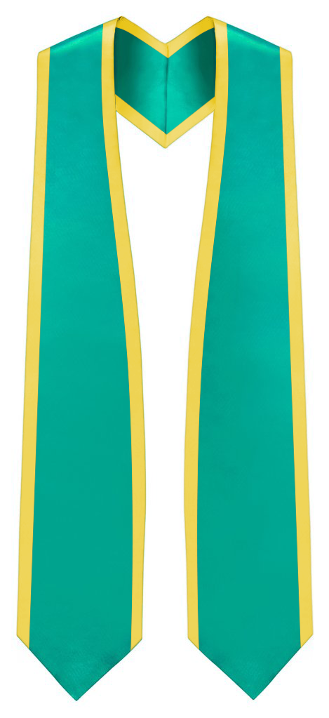 Plain Graduation Stole Pointed End With Gold Trim - 72" Long - Stoles.com
