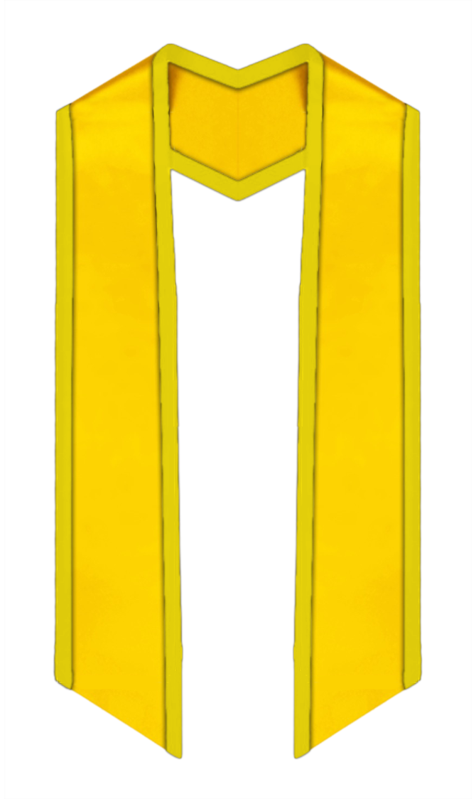 Plain Graduation Stole Slanted End With Gold Trim - 72" Long - Stoles.com
