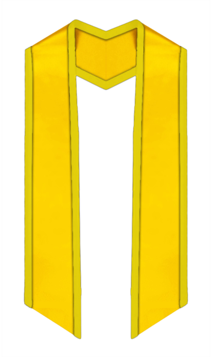 Plain Graduation Stole Slanted End With Gold Trim - 72" Long - Stoles.com