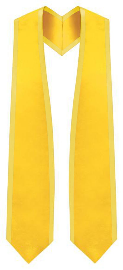 Plain Graduation Stole Pointed End With Gold Trim - 72" Long - Stoles.com