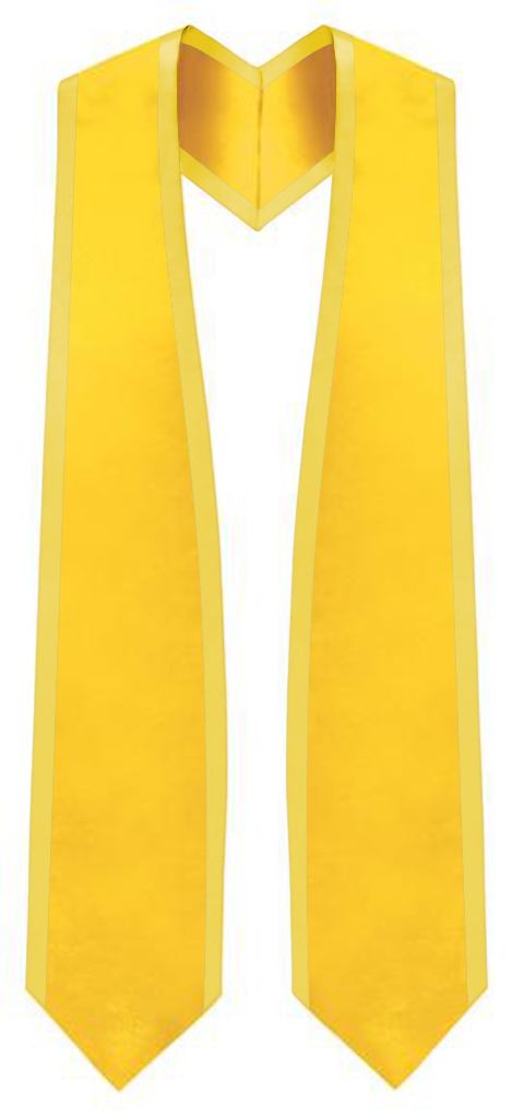 Plain Graduation Stole Pointed End With Gold Trim - 60" Long - Stoles.com