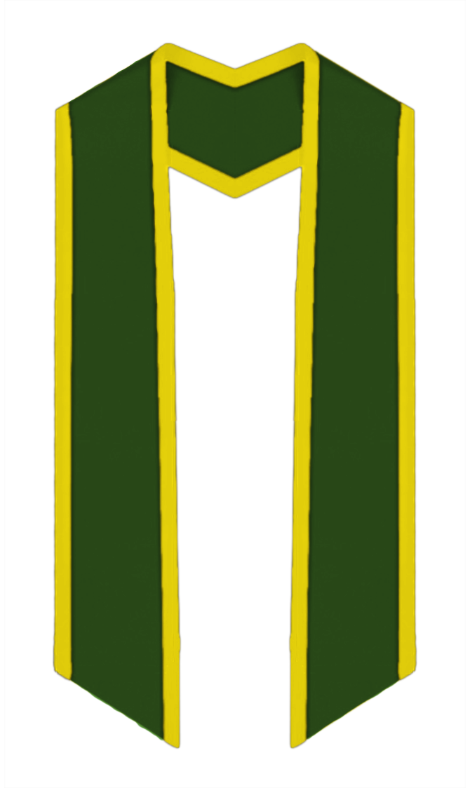 Plain Graduation Stole Slanted End With Gold Trim - 72" Long - Stoles.com