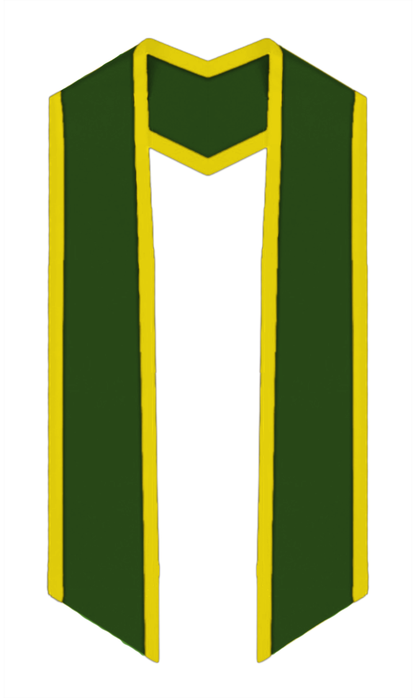 Plain Graduation Stole Slanted End With Gold Trim - 72" Long - Stoles.com