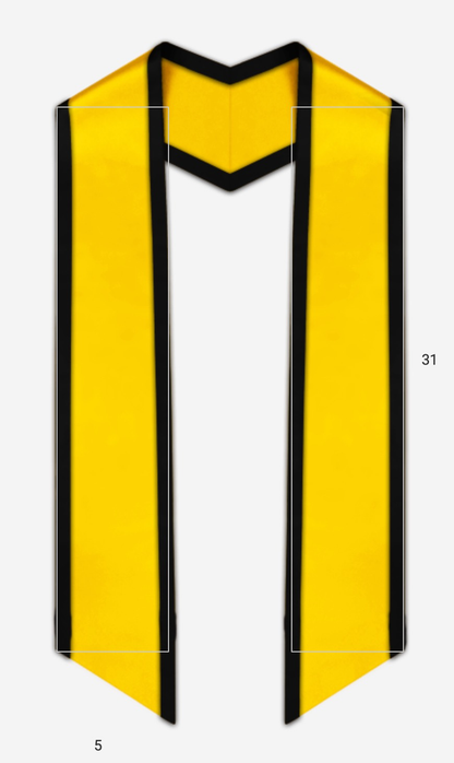 Plain Graduation Stole Slanted End With Gold Trim - 72" Long - Stoles.com