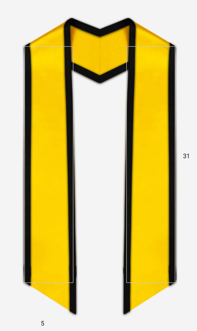 Plain Graduation Stole Slanted End With Gold Trim - 60" Long - Stoles.com