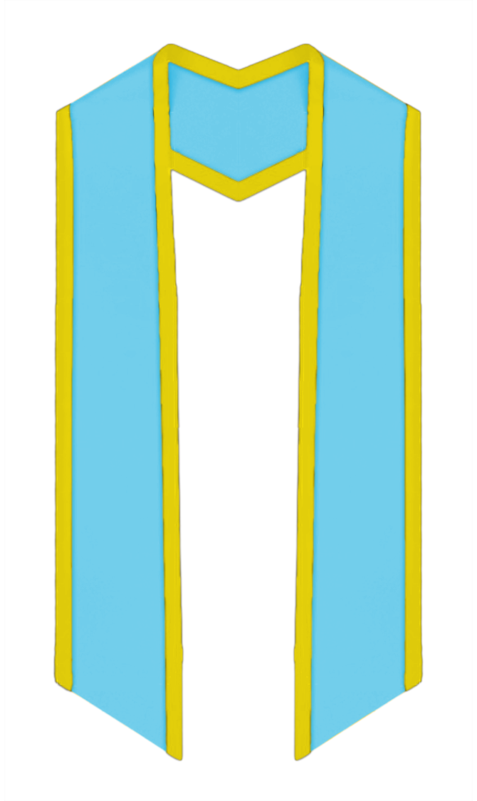 Plain Graduation Stole Slanted End With Gold Trim - 72" Long - Stoles.com