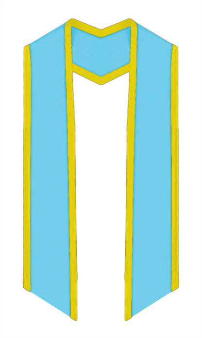 Plain Graduation Stole Slanted End With Gold Trim - 72" Long - Stoles.com