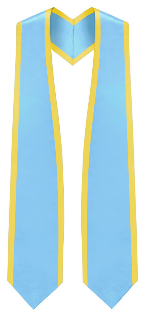 Plain Graduation Stole Pointed End With Gold Trim - 72" Long - Stoles.com