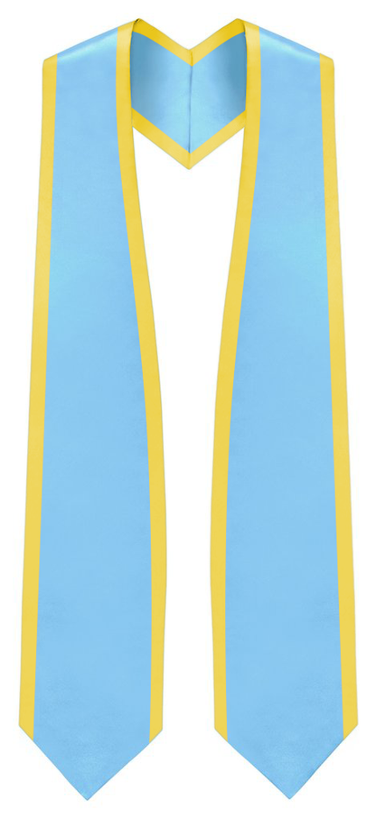 Plain Graduation Stole Pointed End With Gold Trim - 72" Long - Stoles.com