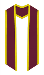Plain Graduation Stole Slanted End With Gold Trim - 72" Long - Stoles.com