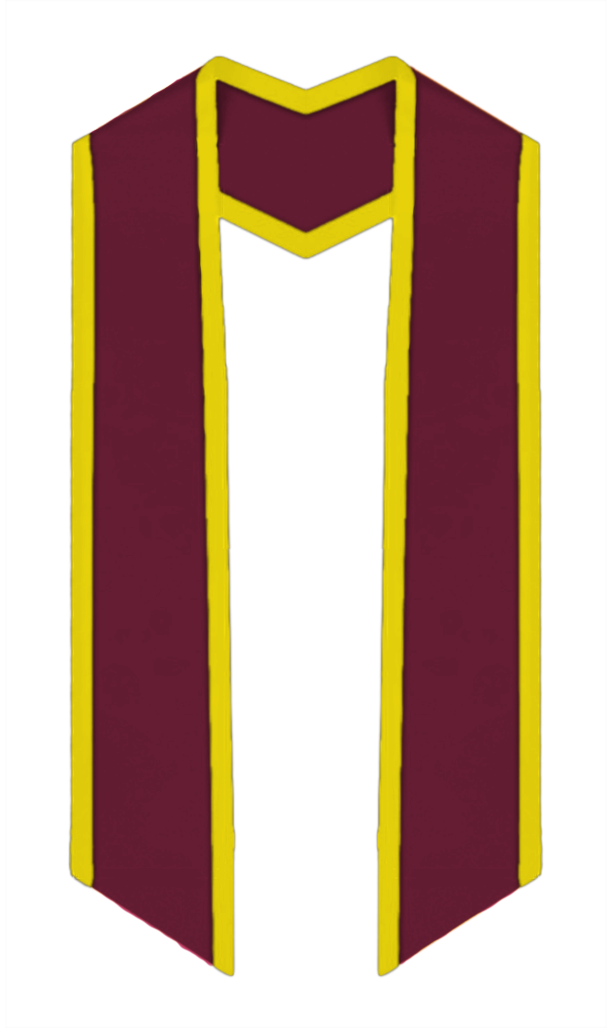 Plain Graduation Stole Slanted End With Gold Trim - 72" Long - Stoles.com