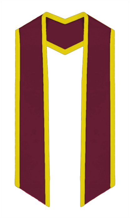 Plain Graduation Stole Slanted End With Gold Trim - 72" Long - Stoles.com