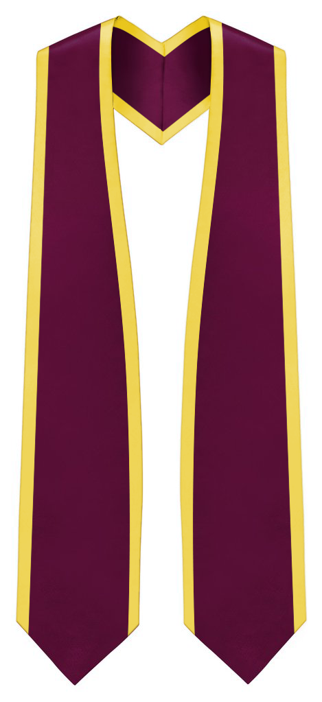 Plain Graduation Stole Pointed End With Gold Trim - 60" Long - Stoles.com