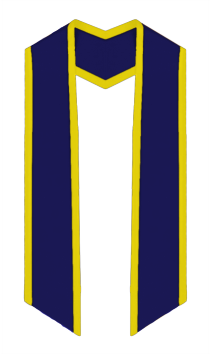Plain Graduation Stole Slanted End With Gold Trim - 60" Long - Stoles.com