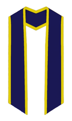 Plain Graduation Stole Slanted End With Gold Trim - 72" Long - Stoles.com