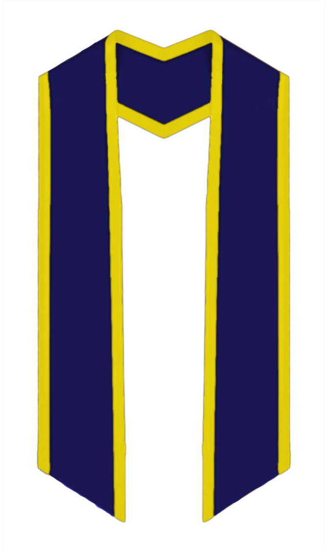 Plain Graduation Stole Slanted End With Gold Trim - 72" Long - Stoles.com