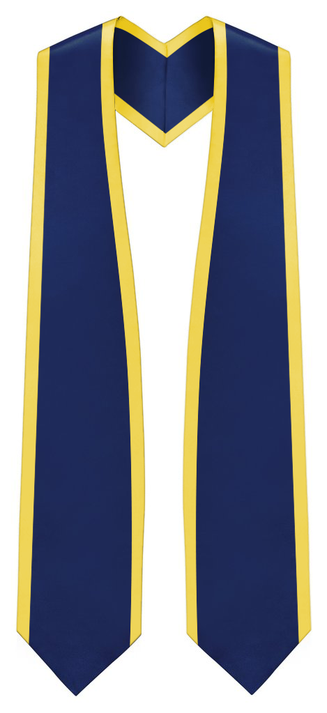Plain Graduation Stole Pointed End With Gold Trim - 60" Long - Stoles.com