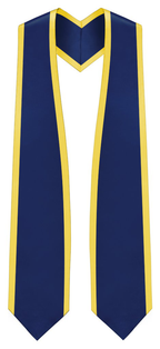 Plain Graduation Stole Pointed End With Gold Trim - 72" Long - Stoles.com