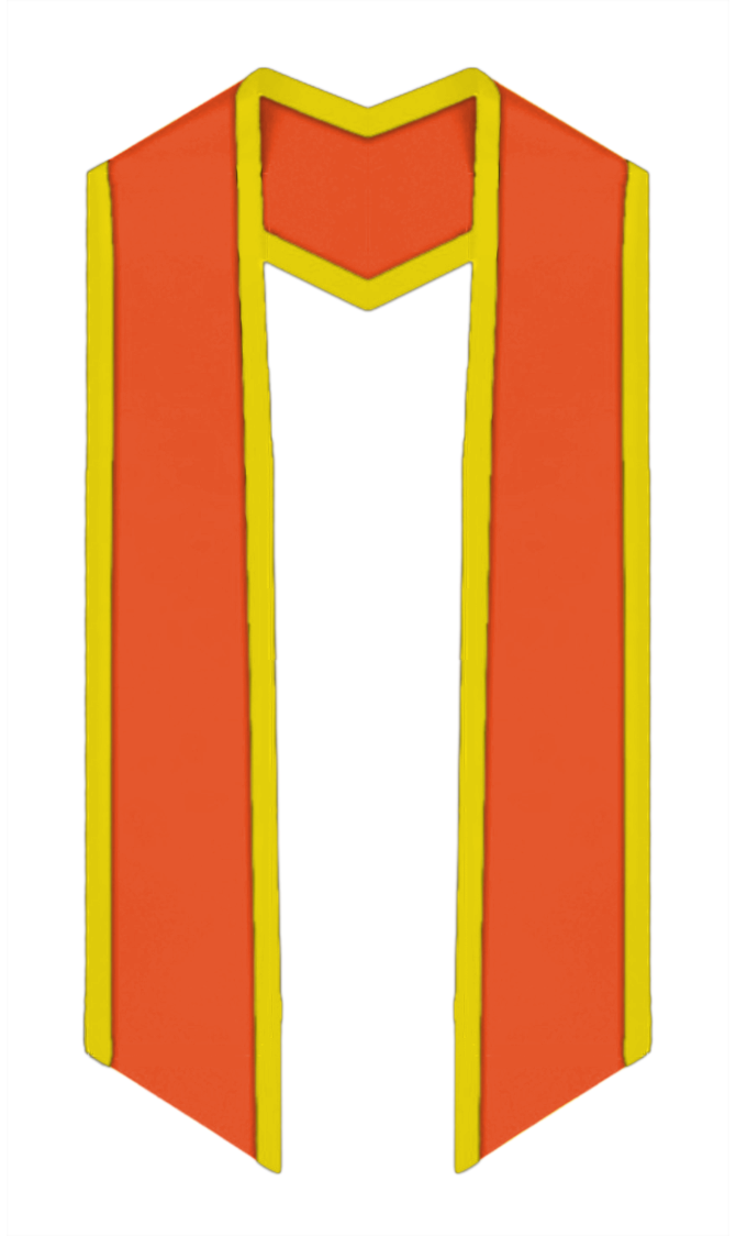Plain Graduation Stole Slanted End With Gold Trim - 72" Long - Stoles.com