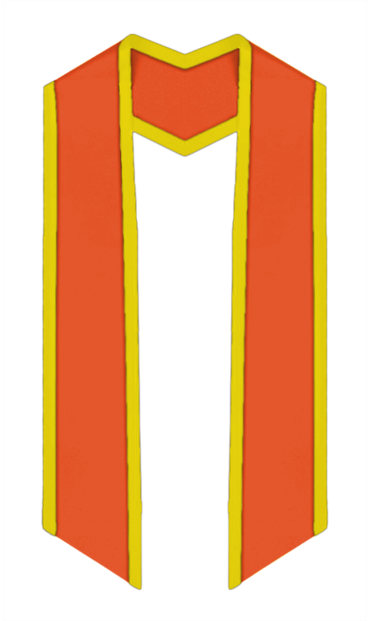 Plain Graduation Stole Slanted End With Gold Trim - 60" Long - Stoles.com