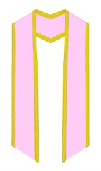 Plain Graduation Stole Slanted End With Gold Trim - 72" Long - Stoles.com
