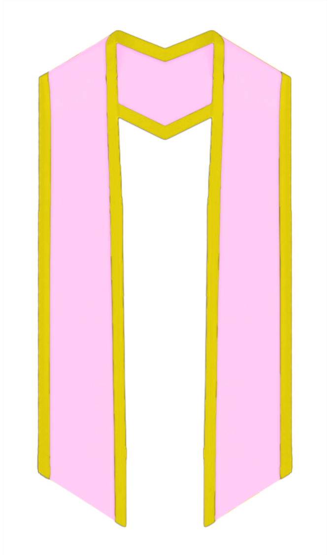 Plain Graduation Stole Slanted End With Gold Trim - 72" Long - Stoles.com