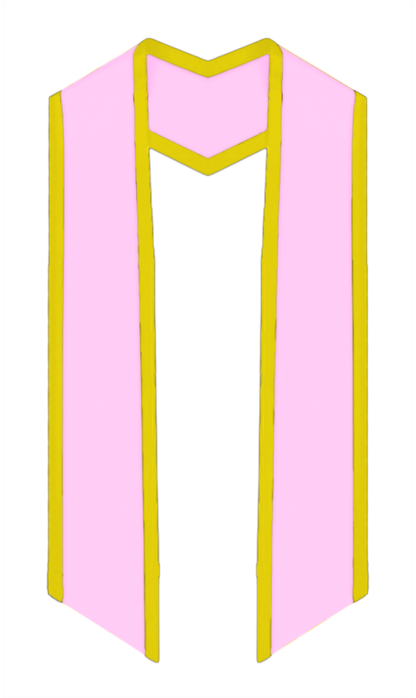 Plain Graduation Stole Slanted End With Gold Trim - 72" Long - Stoles.com