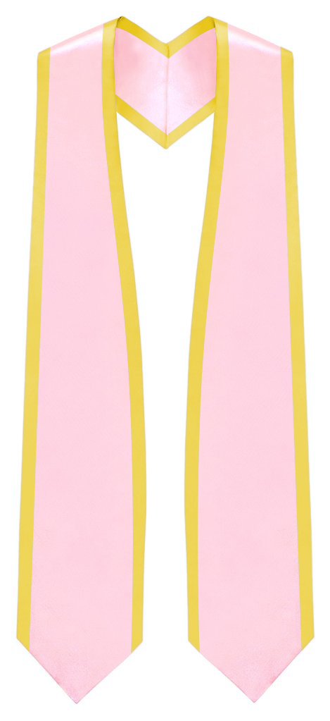 Plain Graduation Stole Pointed End With Gold Trim - 72" Long - Stoles.com