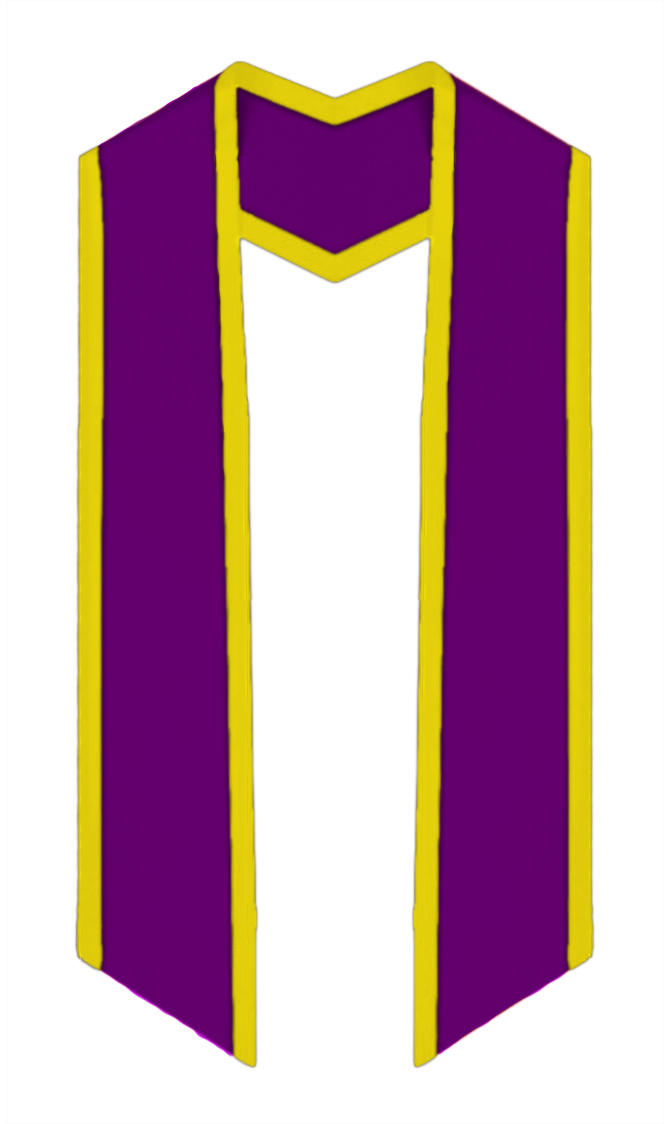 Plain Graduation Stole Slanted End With Gold Trim - 72" Long - Stoles.com
