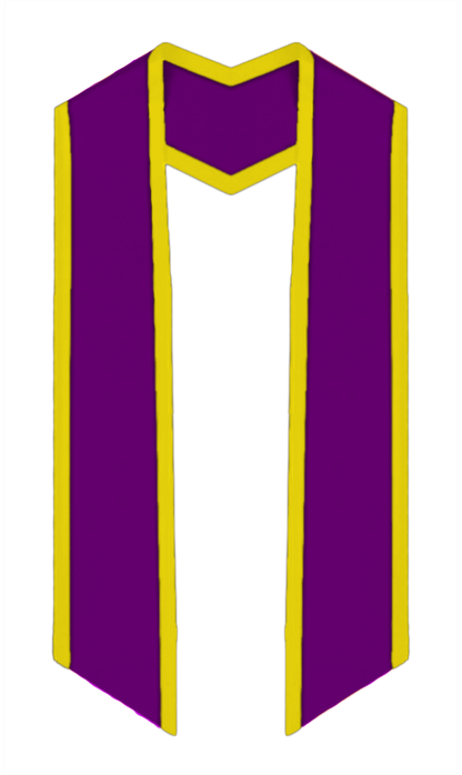 Plain Graduation Stole Slanted End With Gold Trim - 72" Long - Stoles.com