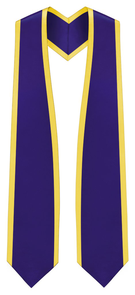 Plain Graduation Stole Pointed End With Gold Trim - 60" Long - Stoles.com