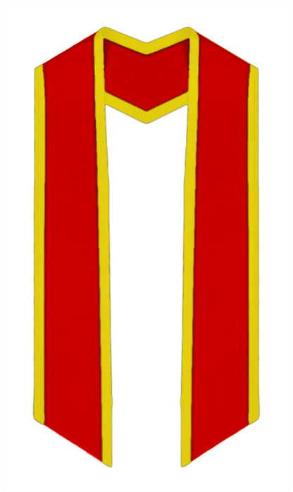 Plain Graduation Stole Slanted End With Gold Trim - 60" Long - Stoles.com