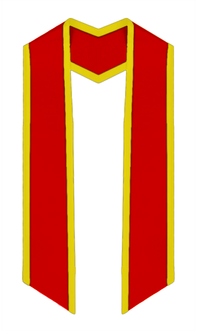 Plain Graduation Stole Slanted End With Gold Trim - 72" Long - Stoles.com