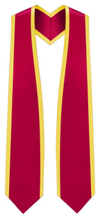Plain Graduation Stole Pointed End With Gold Trim - 72" Long - Stoles.com