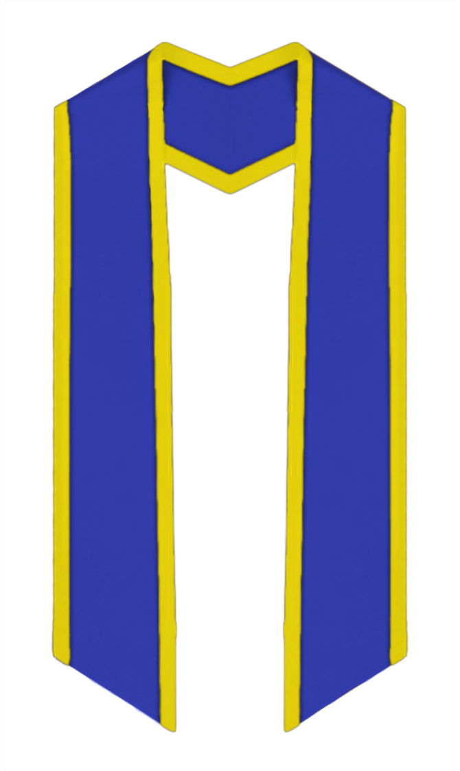 Plain Graduation Stole Slanted End With Gold Trim - 72" Long - Stoles.com