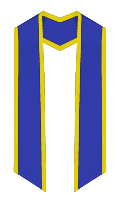 Plain Graduation Stole Slanted End With Gold Trim - 60" Long - Stoles.com