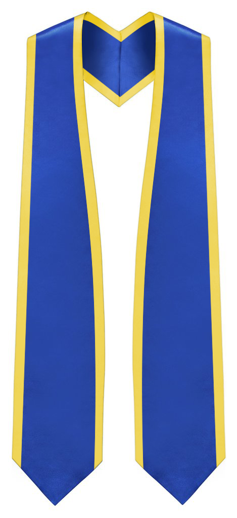 Plain Graduation Stole Pointed End With Gold Trim - 60" Long - Stoles.com