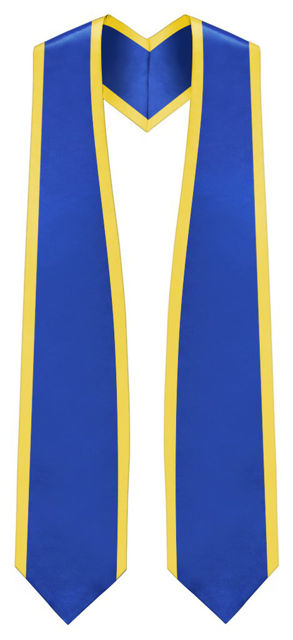 Plain Graduation Stole Pointed End With Gold Trim - 60" Long - Stoles.com