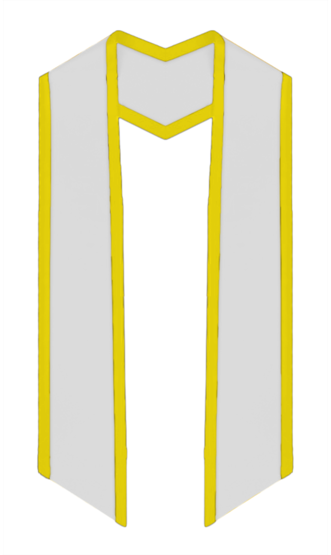 Plain Graduation Stole Slanted End With Gold Trim - 72" Long - Stoles.com