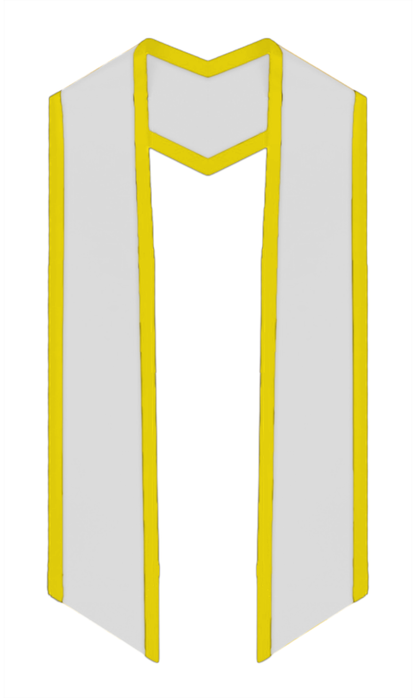 Plain Graduation Stole Slanted End With Gold Trim - 72" Long - Stoles.com