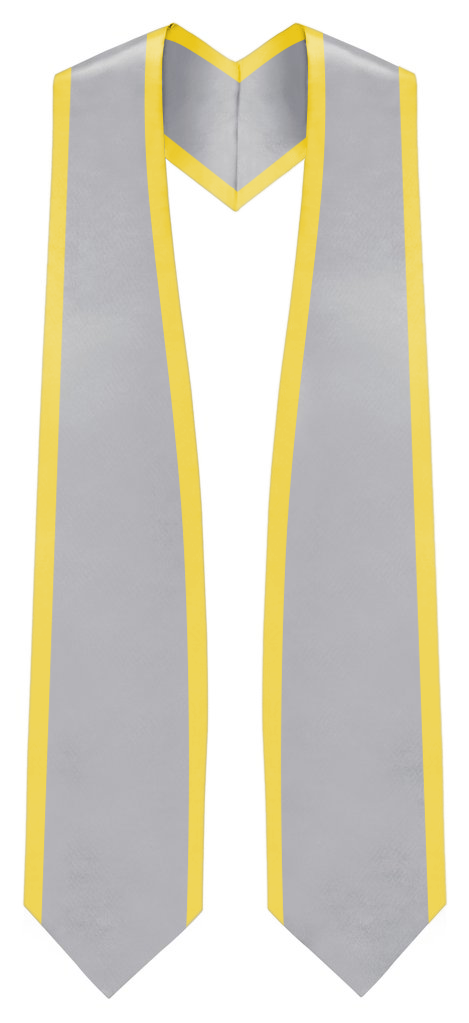 Plain Graduation Stole Pointed End With Gold Trim - 72" Long - Stoles.com