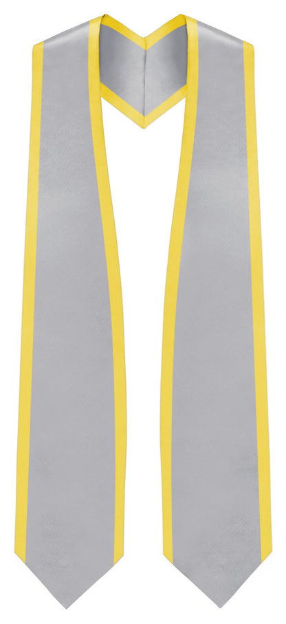 Plain Graduation Stole Pointed End With Gold Trim - 72" Long - Stoles.com