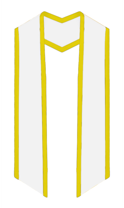 Plain Graduation Stole Slanted End With Gold Trim - 60" Long - Stoles.com