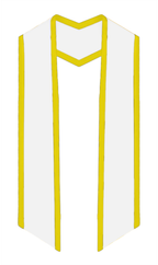 Plain Graduation Stole Slanted End With Gold Trim - 72" Long - Stoles.com