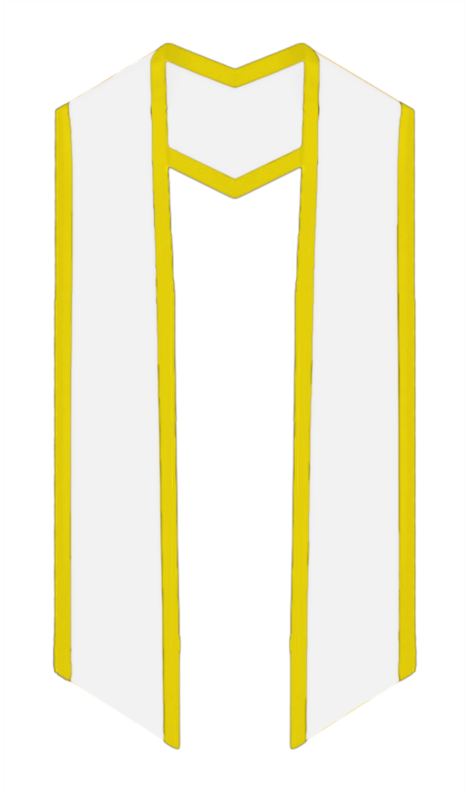 Plain Graduation Stole Slanted End With Gold Trim - 72" Long - Stoles.com