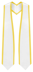 White Graduation Stole Pointed End With Trim - 72" Long - Stoles.com