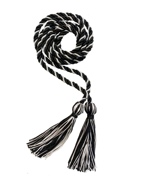 Black and White Intertwined Honor Cord Graduation Honor Cord - College & High School Honor Cords